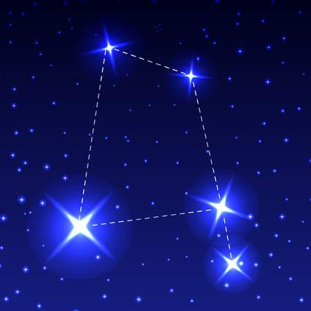 The Constellation Of The Raven in the night starry sky. Vector illustration of the concept of astronomy.のイラスト素材