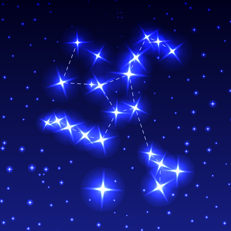 The Constellation Of Hercules in the night starry sky. Vector illustration of the concept of astronomy.のイラスト素材
