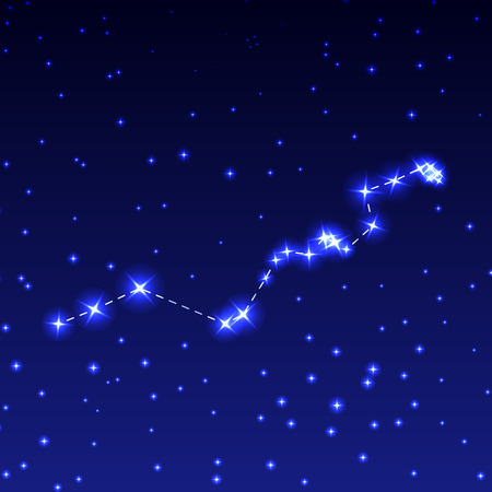 The Constellation Hydra in the night starry sky. Vector illustration of the concept of astronomy.のイラスト素材
