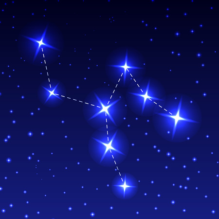 The Constellation Of The Giraffe in the night starry sky. Vector illustration of the concept of astronomy.のイラスト素材