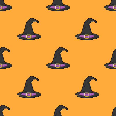 Witch hat seamless pattern on orange background.のイラスト素材