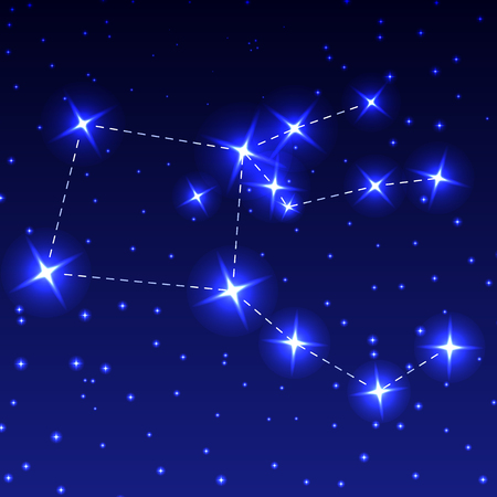 The Constellation Pegasus in the night starry sky. Vector illustration of the concept of astronomyのイラスト素材