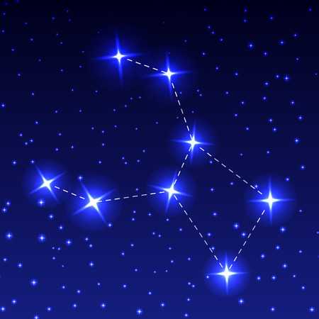 The Constellation of the Bowl in the night starry sky. Vector illustration of the concept of astronomyのイラスト素材