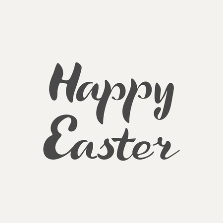 Happy Easter hand lettering. Elegance calligraphic dark inscriptions isolated on white background. Vector illustrationのイラスト素材