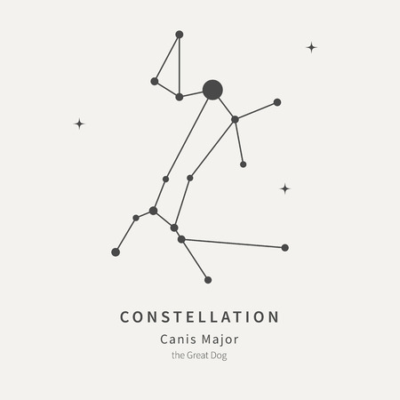 The Constellation Of Canis Major. The Great Dog - linear icon. Vector illustration of the concept of astronomyのイラスト素材