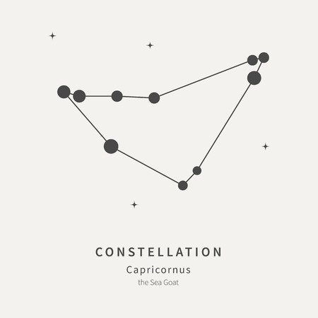 The Constellation Of Capricornus. The Sea Goat - linear icon. Vector illustration of the concept of astronomyのイラスト素材