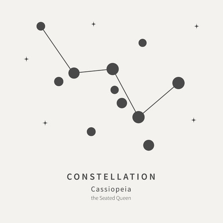 The Constellation Of Cassiopeia. The Seated Queen - linear icon. Vector illustration of the concept of astronomyのイラスト素材