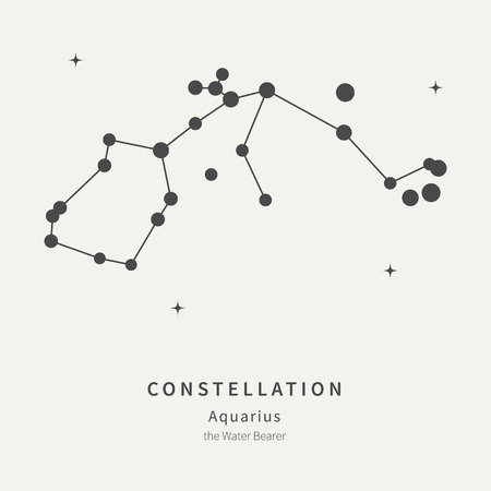 The Constellation Of Aquarius. The Water Bearer - linear icon. Vector illustration of the concept of astronomyのイラスト素材