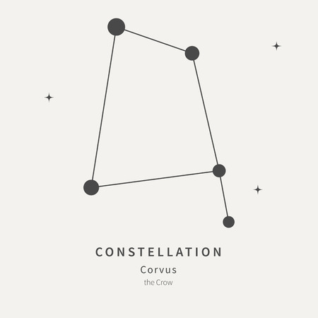 The Constellation Of Corvus. The Crow - linear icon. Vector illustration of the concept of astronomyのイラスト素材