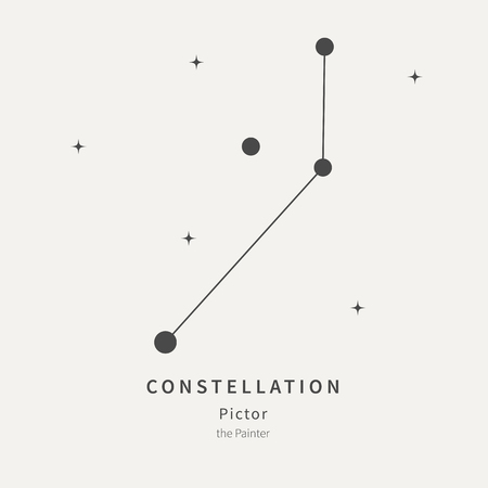 The Constellation Of Pictor. The Painter - linear icon. Vector illustration of the concept of astronomyのイラスト素材