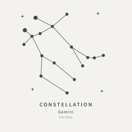 The Constellation Of Gemini. The Twins - linear icon. Vector illustration of the concept of astronomyのイラスト素材