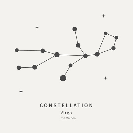 The Constellation Of Virgo. The Maiden - linear icon. Vector illustration of the concept of astronomyのイラスト素材