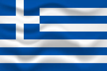 Waving flag of Greece. Vector illustration for your design. State Greek flagのイラスト素材