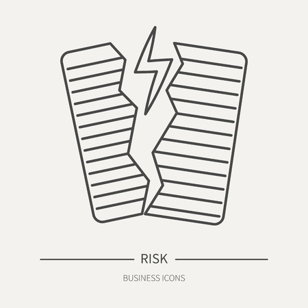 Entrepreneurial risk - business icon in flat thin line style. Graphic design elements for ad, apps, website,packaging, poster or brochure. Vector illustrationのイラスト素材