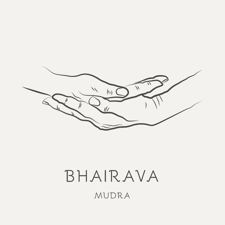 Bhairava mudra - gesture in yoga fingers. Symbol in Buddhism or Hinduism concept. Yoga technique for meditation. Promote physical and mental health. Vector illustrationのイラスト素材