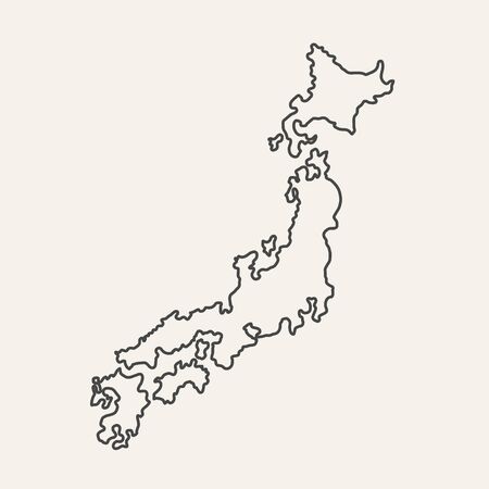 Thin outline map of Japan islands isolated on white background. Vector illustrationのイラスト素材
