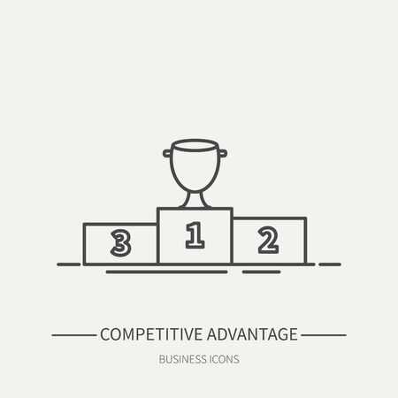 Competitive advantage - business icon in flat thin line style. Graphic design elements for ad, apps, website,packaging, poster or brochure. Vector illustrationのイラスト素材