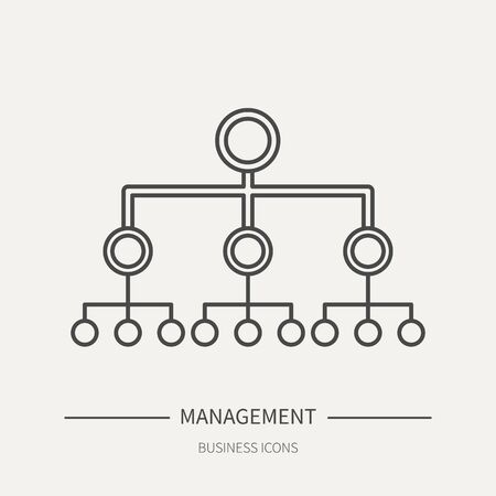 Hierarchy in management - business icon in flat thin line style. Graphic design elements for ad, apps, website,packaging, poster or brochure. Vector illustrationのイラスト素材