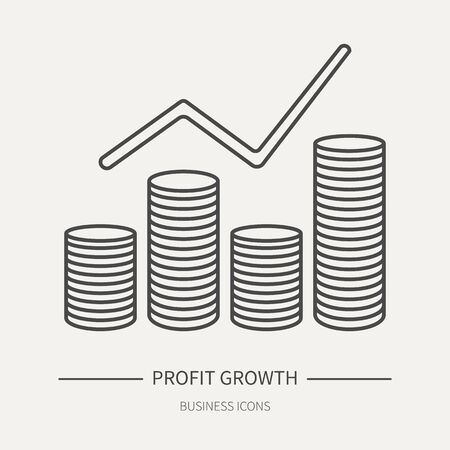 Profit growth - business icon in flat thin line style. Graphic design elements for ad, apps, website,packaging, poster or brochure. Vector illustrationのイラスト素材