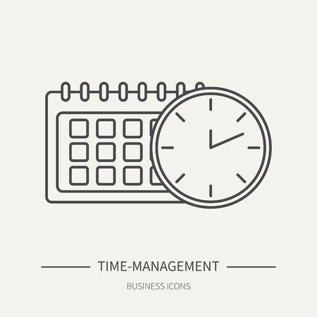Time-management - business icon in flat thin line style. Graphic design elements for ad, apps, website,packaging, poster or brochure. Vector illustrationのイラスト素材