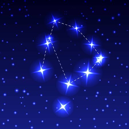 The Constellation Of Ophiuchus in the night starry sky. Vector illustration of the concept of astronomyのイラスト素材