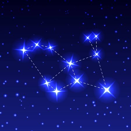 The Constellation Of The Hare in the night starry sky. Vector illustration of the concept of astronomyのイラスト素材