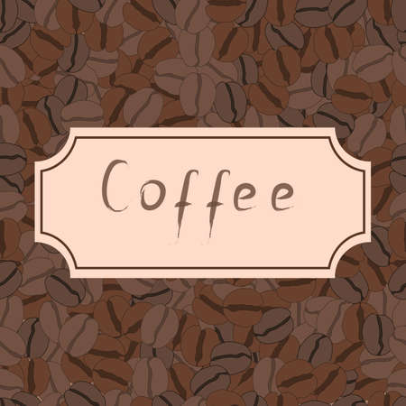 Seamless pattern with coffee beans and retro frame. Vector illustration.のイラスト素材