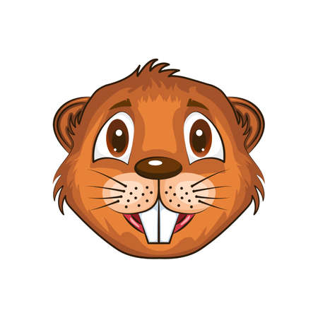 Cute Cartoon Beaver Head. Avatar Character Isolated on White. vector illustrationのイラスト素材