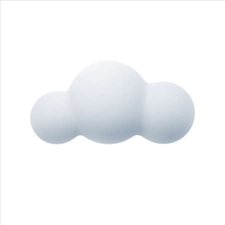 3D Cartoon Weather Icon of Cloudy. Cloud Isolated on White Background. Vector Illustration of 3d Renderのイラスト素材