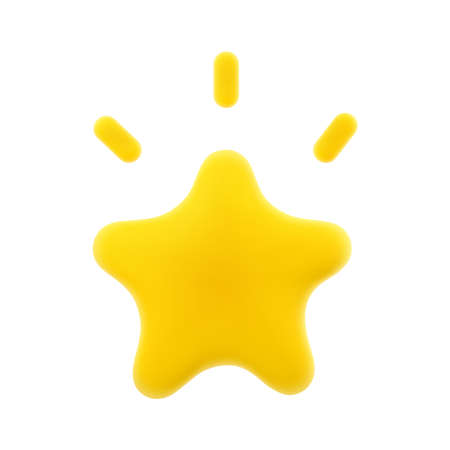 3d Cartoon Blinking Star with Rays Isolated on White Background. Vector Illustration of 3d Renderのイラスト素材