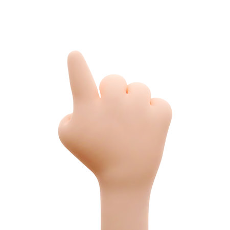 Hand of Cartoon Character with Finger Pointing. Hand Isolated on White Background. Vector Illustration of 3d Render.のイラスト素材