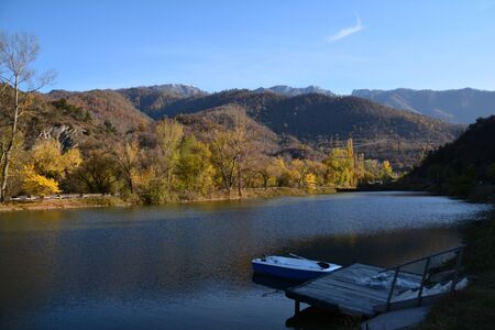 Crystal clear lake in the mountainsの写真素材