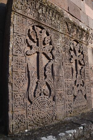 A khachkar, also known as an Armenian cross-stone. The first true khachkars appeared in the 9th centuryの写真素材
