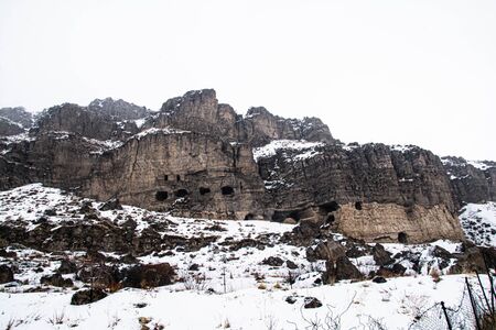 Amazing cave in Armenia. Artificial caveの写真素材