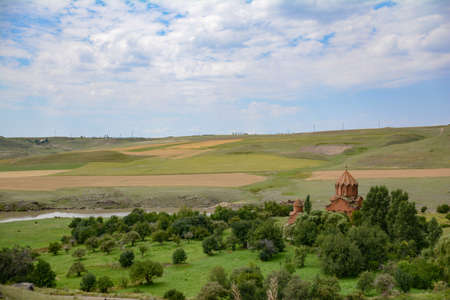 Beautiful church in nature. Monastery complex in nature