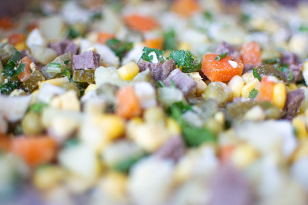 Salad with boiled vegetables and mayonnaiseの写真素材
