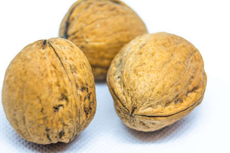 Walnuts on a white background