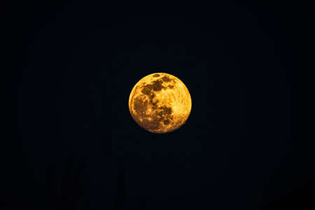 Bright full moon in the skyの写真素材