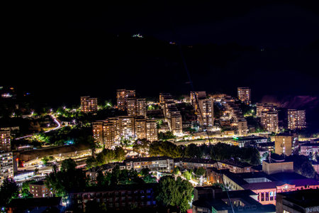 Lights of moving cars at night. Lights of the night city. Life in the night city. Nice view of the night cityの写真素材