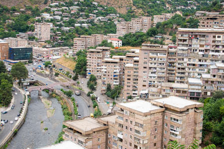 Residential buildings of the city. Beautiful housesの写真素材