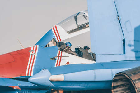 The cockpit of a military aircraft. The cockpit of a military aircraft. Bomber and its cockpitの写真素材