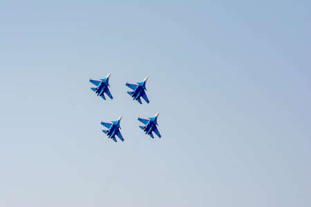 Military planes in the sky. Bomber airplanes