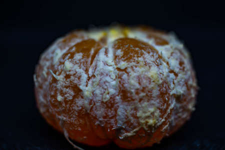 Fresh organic tangerine. Mandarin on a black background. Mandarin, tangerine citrus fruitの写真素材