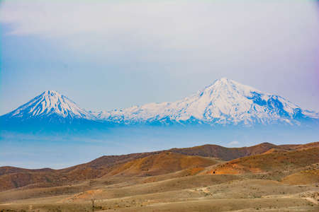 A beautiful mountain with snowy peaks. Mount Araratの写真素材