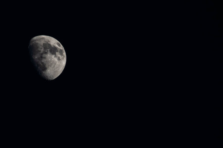 moon in the sky. big moon and blue skyの写真素材