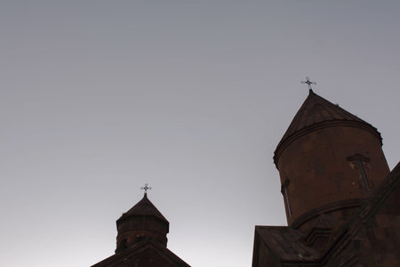 christian church silhouette. Night landscape and monastery