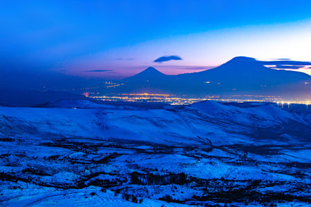 Sunset and mountain. Beautiful landscape with mountain and sunset