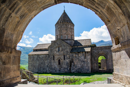 beautiful church in nature. Tatev Monastery, Armenian Apostolic Church in Syunik regionの写真素材