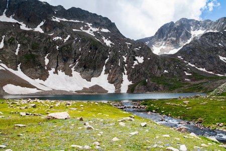 Beautiful mountain lake in the mountains. Russia, Siberia, Altai mountains.の写真素材