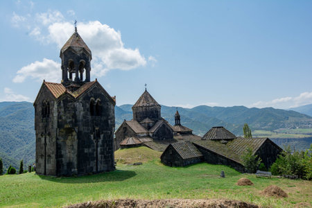 Christian church. Haghpat monastery complex. Apostolic Church in Armenia. Church architecture, arches and domeの写真素材